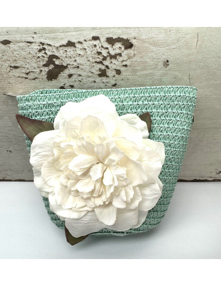 Torebka dziecięca Koszyczek pleciony Kwiatek Kwiat Turkus