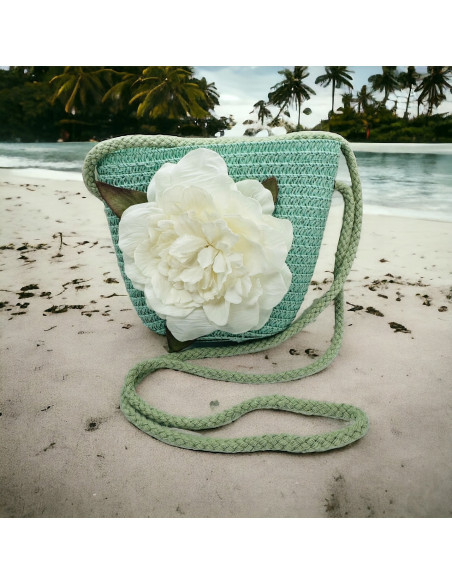 Torebka dziecięca Koszyczek pleciony Kwiatek Kwiat Turkus