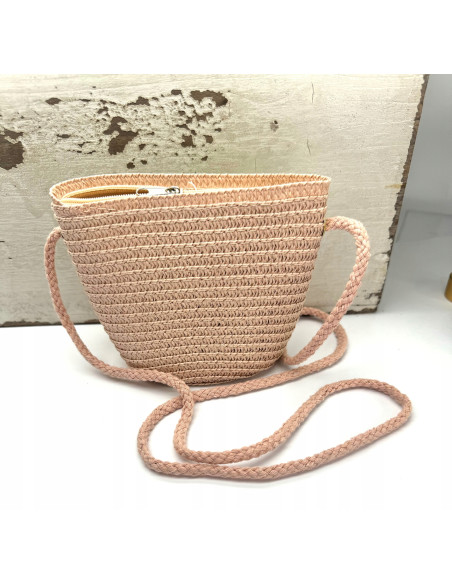 Torebka dziecięca Koszyczek pleciony Kwiatek Kwiat Pudrowy Róż