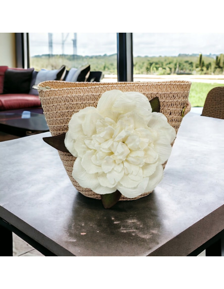 Torebka dziecięca Koszyczek pleciony Kwiatek Kwiat Pudrowy Róż