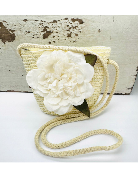 Torebka dziecięca Koszyczek pleciony Kwiatek Kwiat Ecru