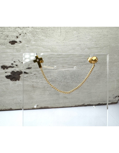 PODWÓJNY Kolczyk ze stali chirurgicznej Krzyż z...