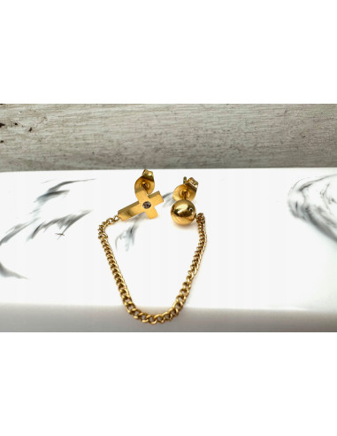 PODWÓJNY Kolczyk ze stali chirurgicznej Krzyż z...