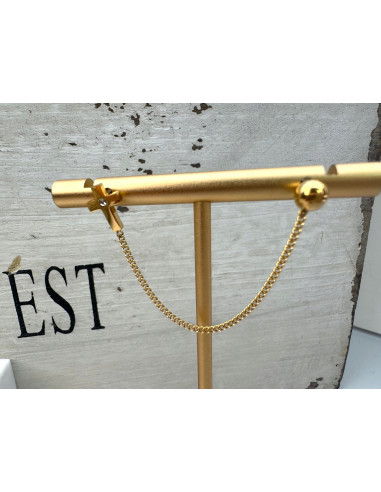 PODWÓJNY Kolczyk ze stali chirurgicznej Krzyż z...