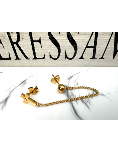 PODWÓJNY Kolczyk ze stali chirurgicznej Krzyż z...