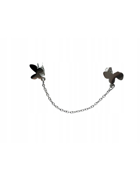 PODWÓJNY Kolczyk ze stali chirurgicznej z łańcuszkiem srebrny 1 sztuka