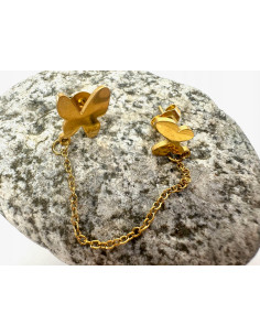 PODWÓJNY Kolczyk ze stali chirurgicznej z łańcuszkiem... 2