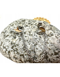 PODWÓJNY Kolczyk ze stali chirurgicznej z łańcuszkiem... 2