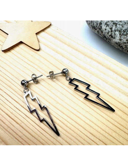 Kolczyki ze stali chirurgicznej BŁYSKAWICA Lolita Accessories srebrne