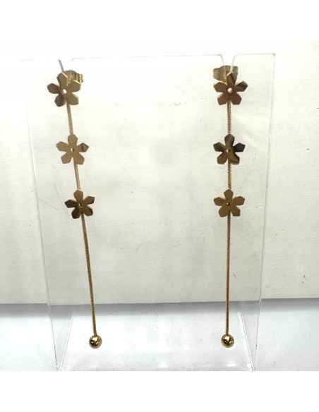 Kolczyki 3 KWIATKI stal chirurgiczna Lolita Accessories złote