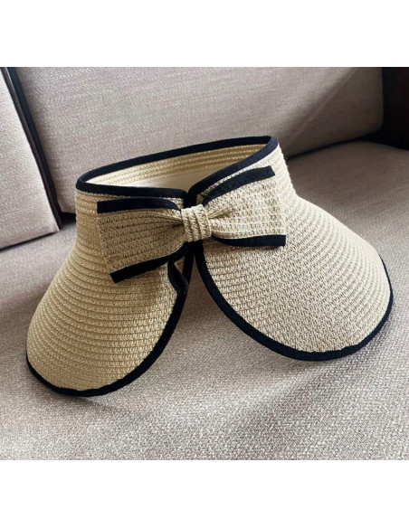 Daszek na głowę słomkowy pleciony przeciwsłoneczny Lolita Accessories