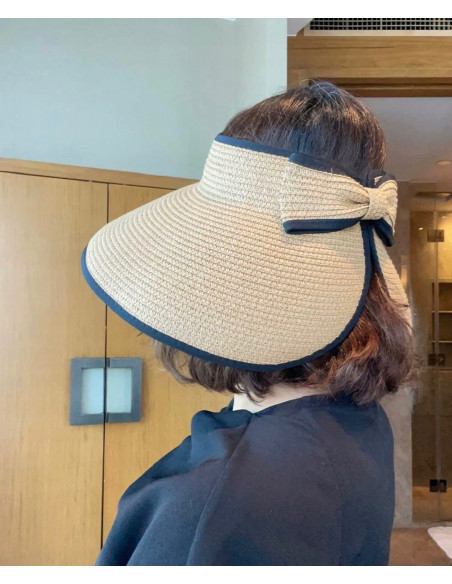 Daszek na głowę słomkowy pleciony przeciwsłoneczny Lolita Accessories