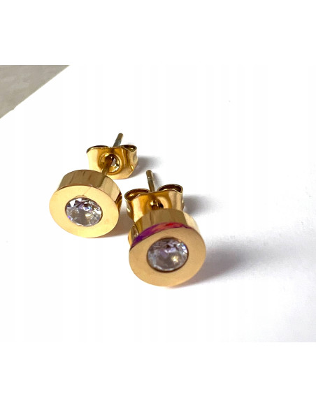 Kolczyki ze stali chirurgicznej Lolita Accessories złote z cyrkoniami