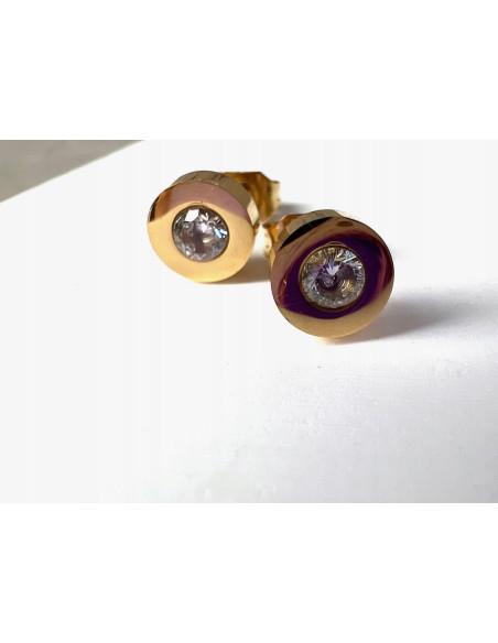 Kolczyki ze stali chirurgicznej Lolita Accessories złote z cyrkoniami