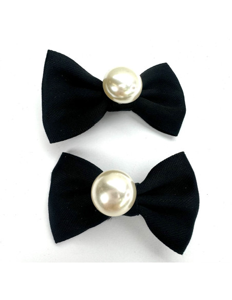 Spinki do włosów welurowe KOKARDKI z PERŁĄ Lolita Accessories 2 sztuki