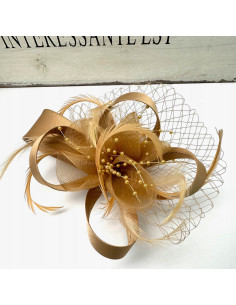 Fascynator na głowę KWIAT Stroik na głowę BEŻOWY Lolita... 2