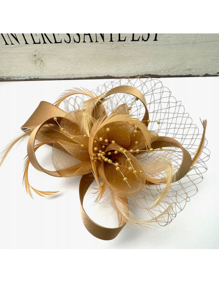 Fascynator na głowę KWIAT Stroik na głowę BEŻOWY Lolita Accessories