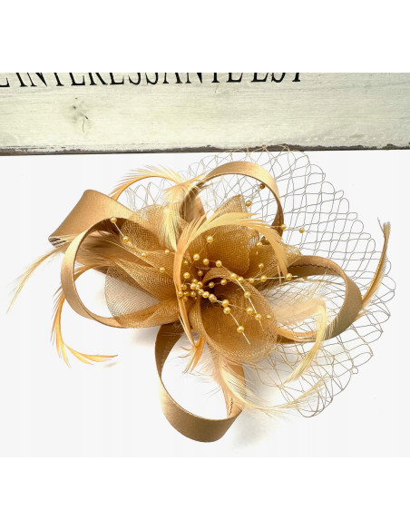 Fascynator na głowę KWIAT Stroik na głowę BEŻOWY Lolita Accessories