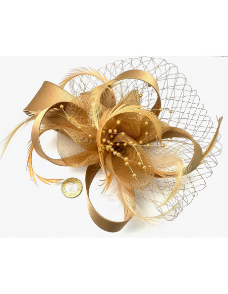 Fascynator na głowę KWIAT Stroik na głowę BEŻOWY Lolita Accessories