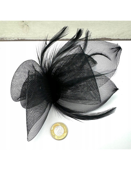 Fascynator na głowę PRZYPINKA Stroik na głowę CZARNY Lolita Accessories