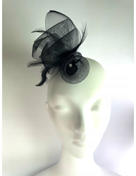 Fascynator na głowę PRZYPINKA Stroik na głowę CZARNY Lolita Accessories