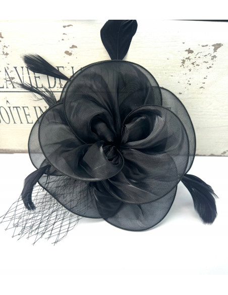 Fascynator na głowę KWIAT Stroik na głowę CZARNY Lolita Accessories