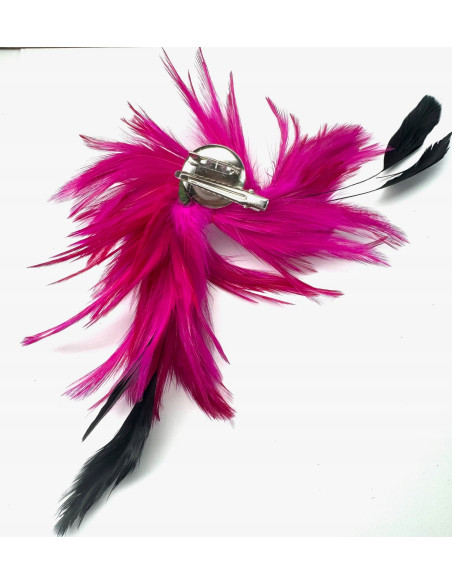 Fascynator na głowę BROSZKA PRZYPINKA Stroik na głowę PIÓRA FUKSJA