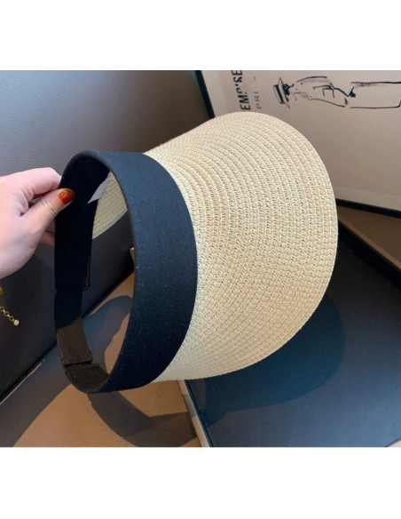 Daszek na głowę słomkowy pleciony przeciwsłoneczny Lolita Accessories