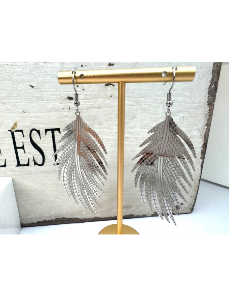 Kolczyki srebrne Liście XXL stal chirurgiczna nierdzewna Lolita Accessories