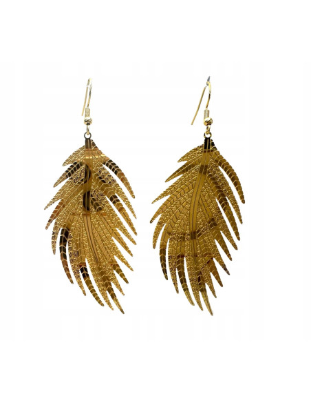 Kolczyki złote Liście XXL stal chirurgiczna nierdzewna Lolita Accessories