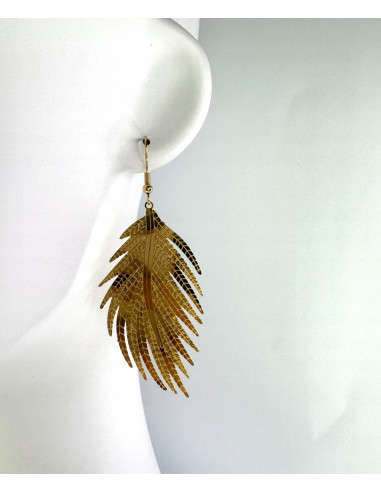 Kolczyki złote Liście XXL stal chirurgiczna...