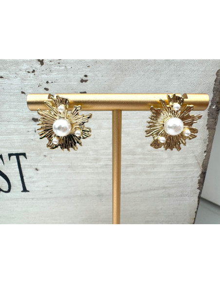 Kolczyki Lolita Accessories Srebrny sztyft "925" Złote Słońce