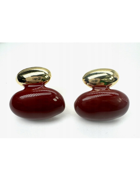 Kolczyki Srebrny sztyft 925 Lolita Accessories Natura bordowo- złote Bombki