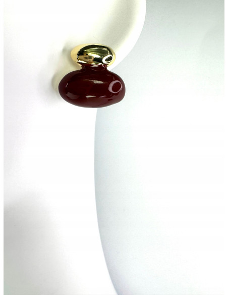 Kolczyki Srebrny sztyft 925 Lolita Accessories Natura bordowo- złote Bombki