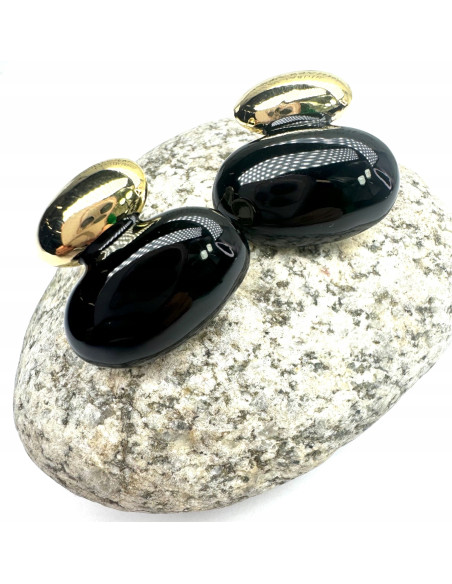 Kolczyki Srebrny sztyft 925 Lolita Accessories Natura czarno - złote Bombki