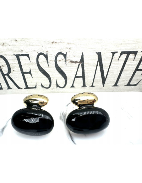 Kolczyki Srebrny sztyft 925 Lolita Accessories Natura czarno - złote Bombki