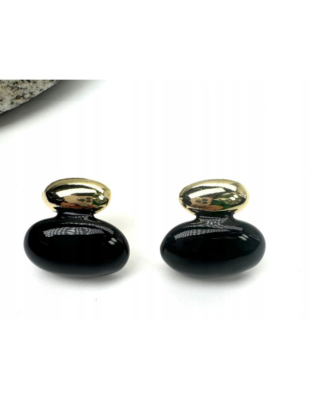 Kolczyki Srebrny sztyft 925 Lolita Accessories Natura czarno - złote Bombki