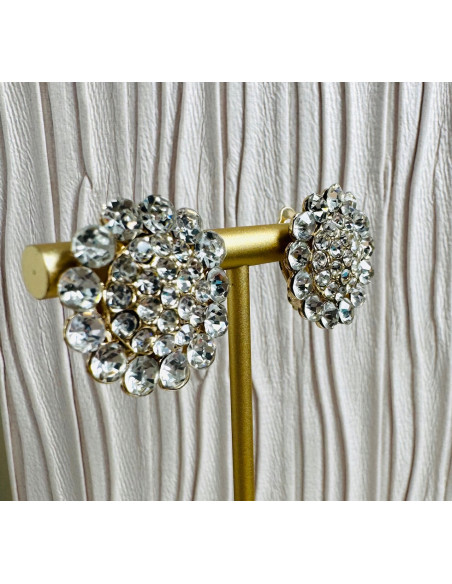 Klipsy do Uszu Lolita Accessories Klips do Ucha GUZIKI CYRKONIE ŚWIECĄCE