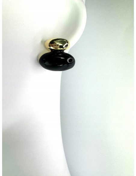 Kolczyki Srebrny sztyft 925 Lolita Accessories Natura czarno - złote Bombki