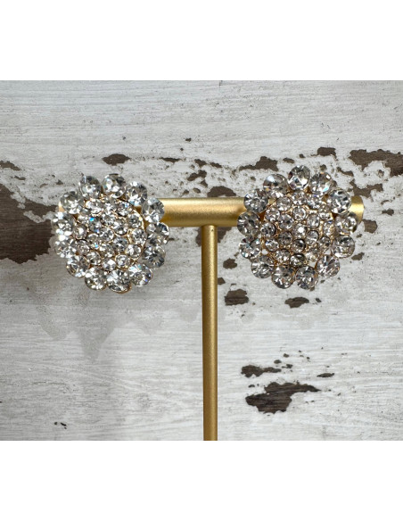 Klipsy do Uszu Lolita Accessories Klips do Ucha GUZIKI CYRKONIE ŚWIECĄCE