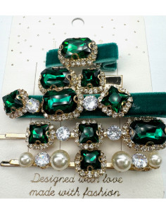 Zestaw 5 sztuk SPINKA z AKSAMITKĄ, WSUWKA z KRYSZTAŁKAMI... 2