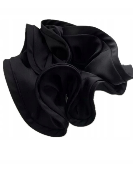 Gumka do włosów Scrunchie Z LAMÓWKĄ Lolita Accessories XXL Satyna czarny
