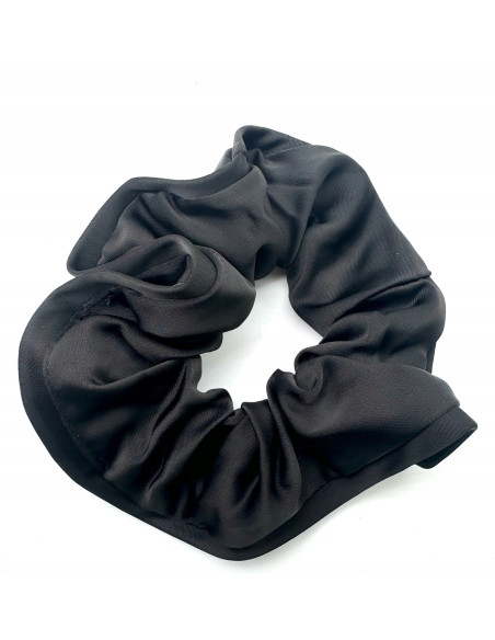 Gumka do włosów Scrunchie Z LAMÓWKĄ Lolita Accessories XXL Satyna czarny
