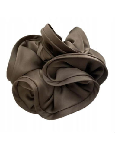 Gumka do włosów Scrunchie Z LAMÓWKĄ Lolita Accessories XXL Satyna brązowy