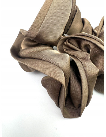 Gumka do włosów Scrunchie Z LAMÓWKĄ Lolita Accessories XXL Satyna brązowy