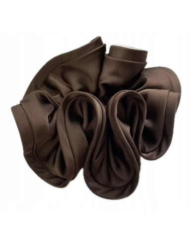 Gumka do włosów Scrunchie Z LAMÓWKĄ Lolita Accessories XXL Satyna brązowy