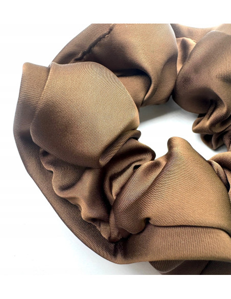 Gumka do włosów Scrunchie Z LAMÓWKĄ Lolita Accessories XXL Satyna brązowy