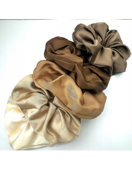 Gumka do włosów Scrunchie Lolita Accessories XL BRĄZOWA SATYNA