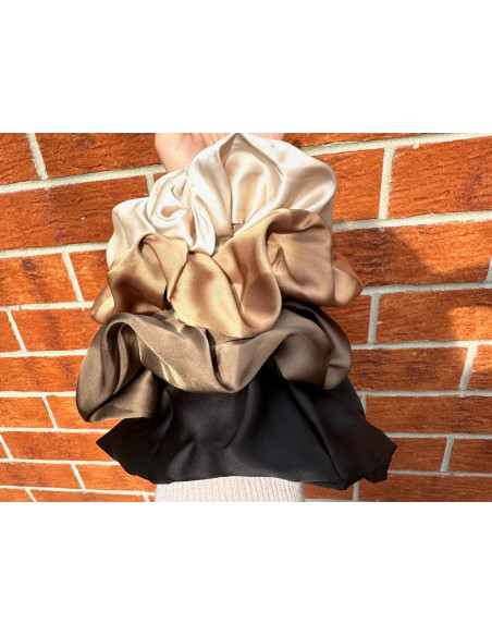 Gumka do włosów Scrunchie Lolita Accessories XXXL BRĄZOWA SATYNA