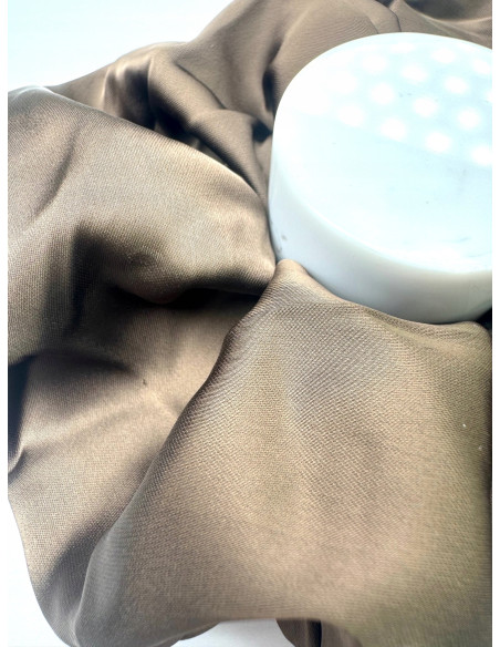 Gumka do włosów Scrunchie Lolita Accessories XXXL BRĄZOWA SATYNA